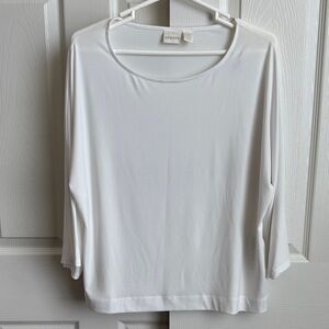 Chico's White Scoop Neck Long Sleeve Top
